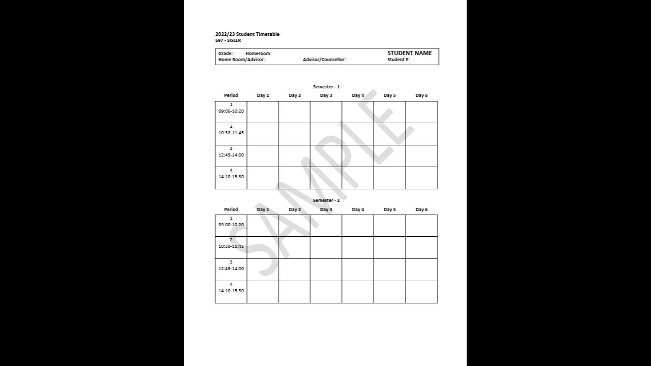 2022-23 Timetable Information