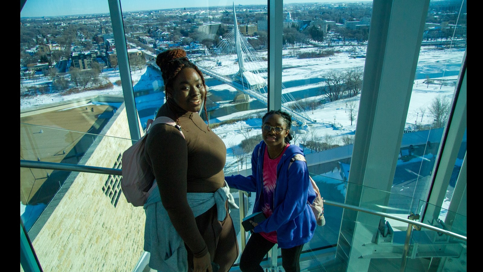 Alize and her younger sister, Esosa Iyawe enjoy the view from the top of the tower.